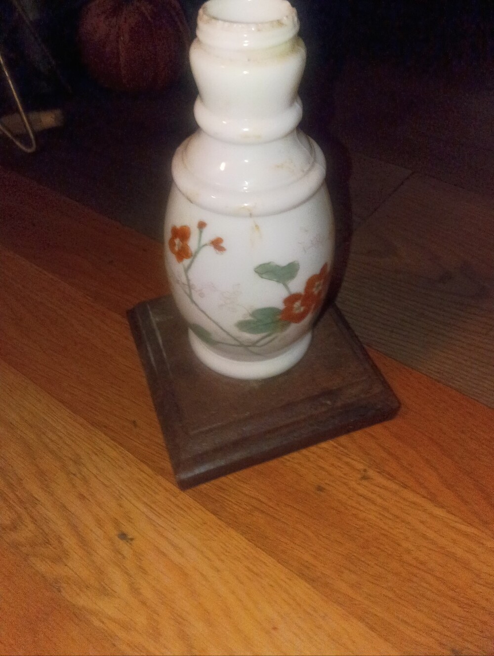 Decorative Floral Milk Glass Hand Painted Vase